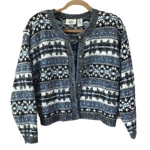Pasta Cardigan Sweater Stretchy Winter Nordic Knit Button Down Cozy Winter EUC S